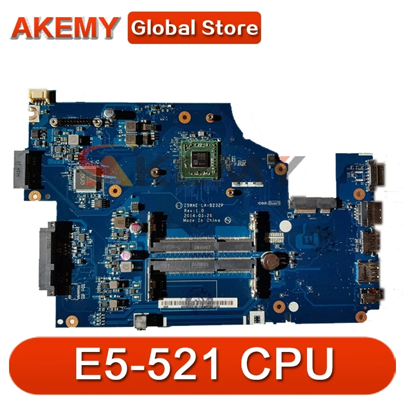 

Akemy Laptop Motherboard For ACER Aspire E5-521 CPU EM6110 Mainboard z5wae LA-B232P NBMLF11004 NB.MLF11.004