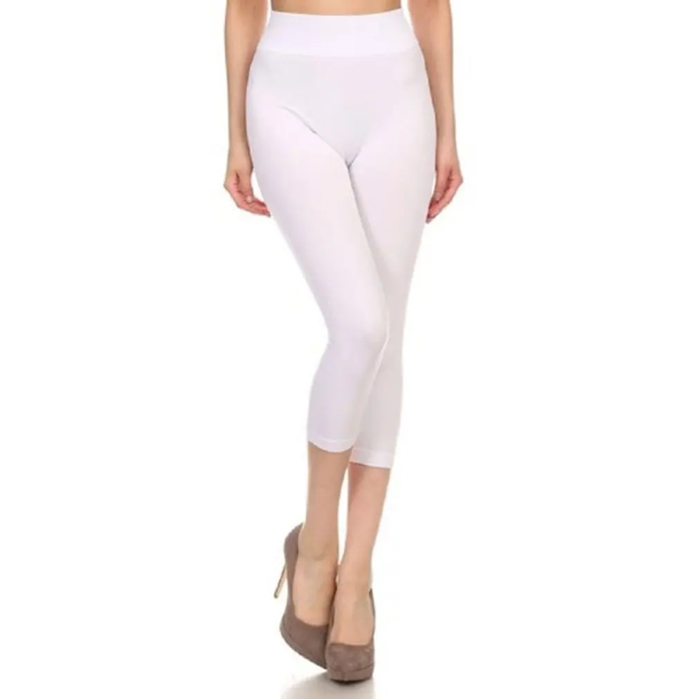 

Super Stretch Pure Color Plus Size Female Elastic Band Pants Calf length Good Quality Extra Large Size Women Skinny Capris