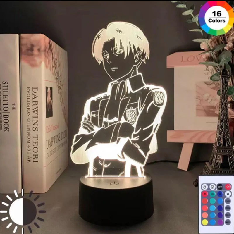 

Attack On Titan Levi Ackmen Acrylic Table Lamp Anime Light With Remote Control Night Light Lamp For Desktop Home Bedroom Decor