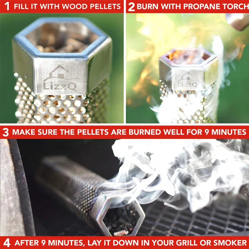 15cm BBQ Smoke Generators Stainless Steel Round Holes Pellet Smoker Tube Hexagon Cold Smoking Wood Barbecue Accessories | Дом и сад
