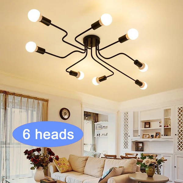 Spider style 6heads 220v современный светодиодный люстры осветительные приборы черного листового железа 4/6/8 филиал Потолочная люстра промышленный светильник Гостиная Спальня - Цвет корпуса: Spider style 6heads
