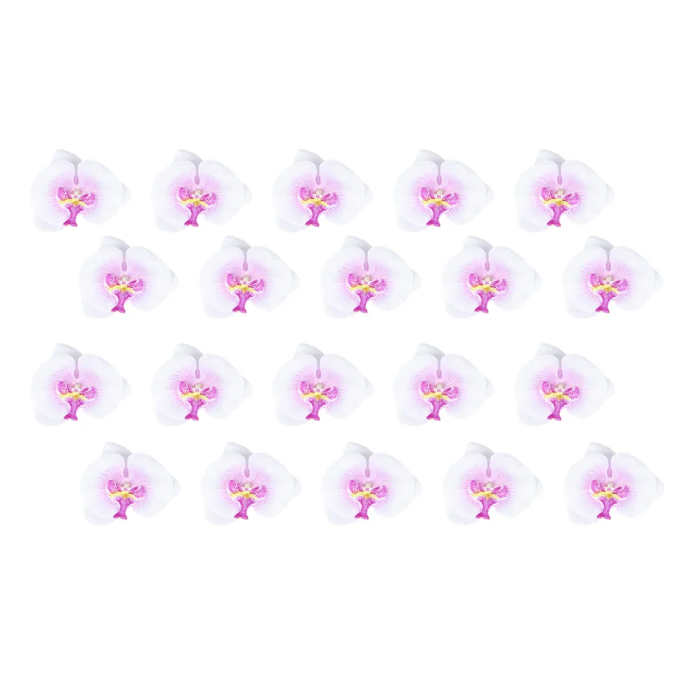 

20pcs 9cm Artificial Orchid Silk Flower Heads Home Wedding Decoration (Ivory+Purple)