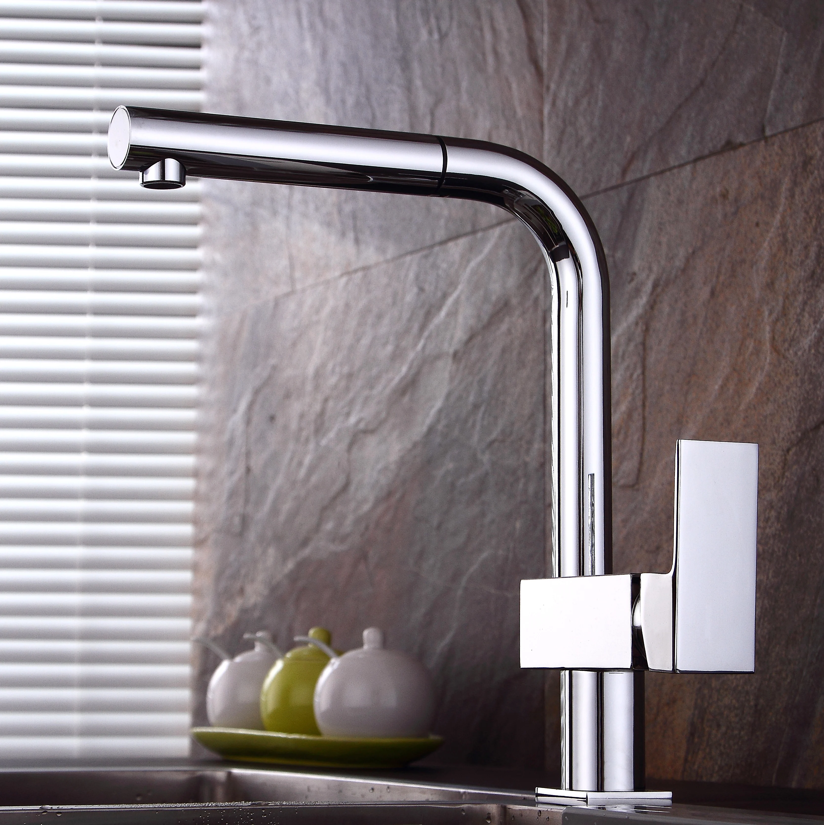Single Handle Pull Out Kitchen Faucets chrome Tap Hole Swivel 360 Degree Water Mixer | Обустройство дома