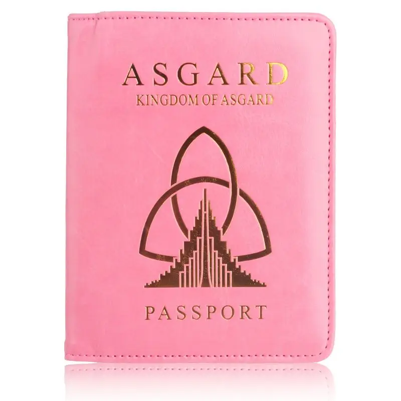 Pink TRASSORY RFID Блокировка ASGARD чехол держатель для паспорта Марвел Мстители Кожаная Обложка для паспорта для мужчин и женщин - Цвет: Pink