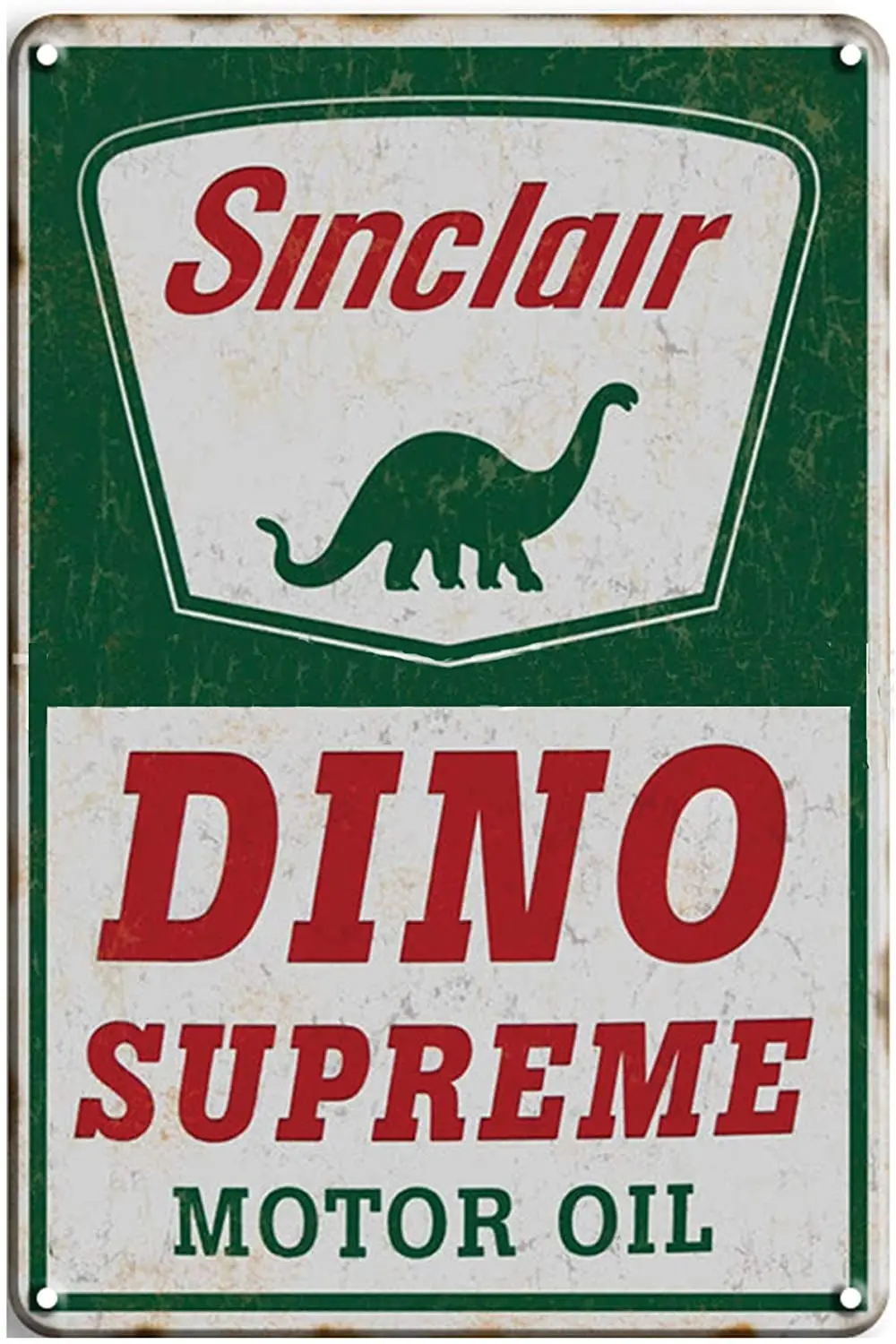 

FSTIKO Sinclair Dino Motor Oil Gas Station Signs Vintage Metal Sign Motor Oil Gasoline Tin Signs for Home Man Cave