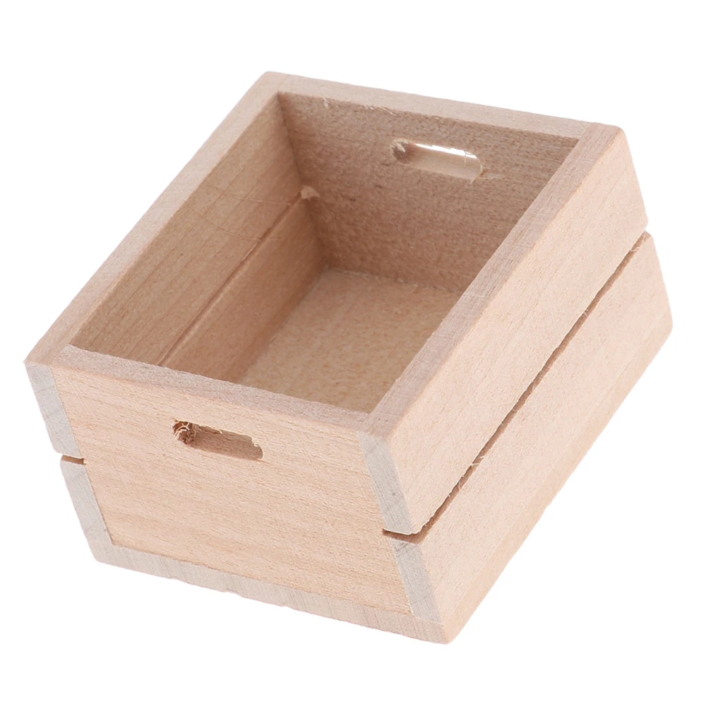 Миниатюрный деревянный ящик для хранения фруктов и овощей кукольный домик 1/12