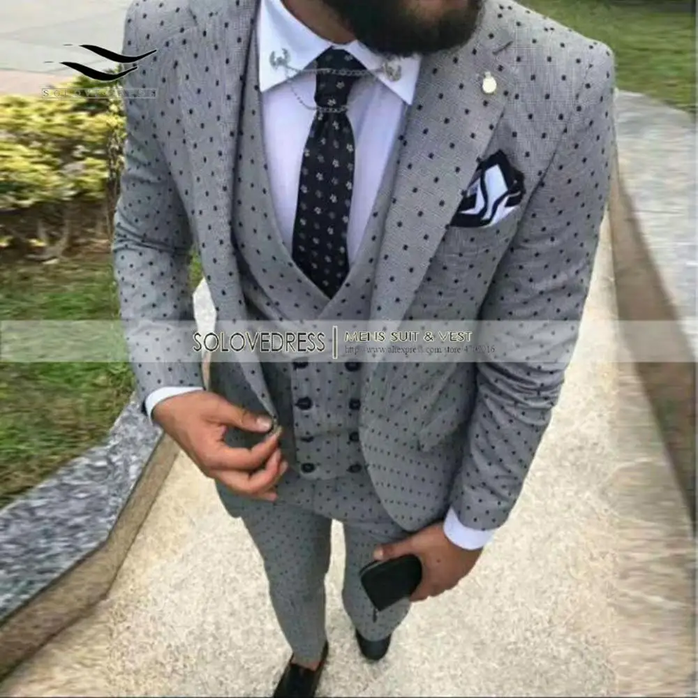 Мужской костюм из трех предметов обычный крой волнистые смокинги с зубчатыми