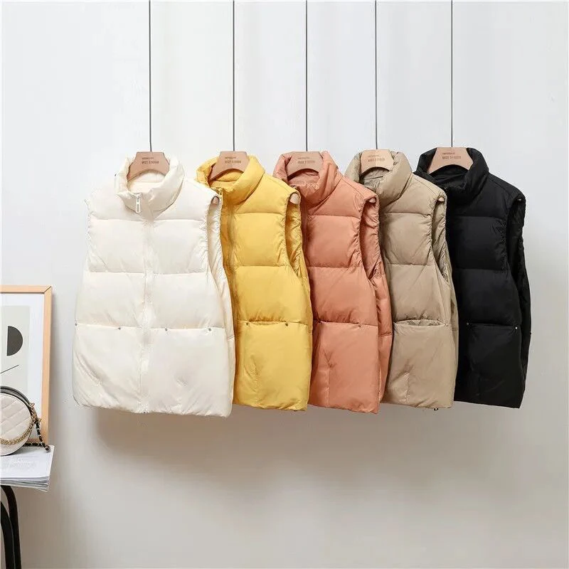 

Женский жилет из ПУ кожи, с воротником-стойкой