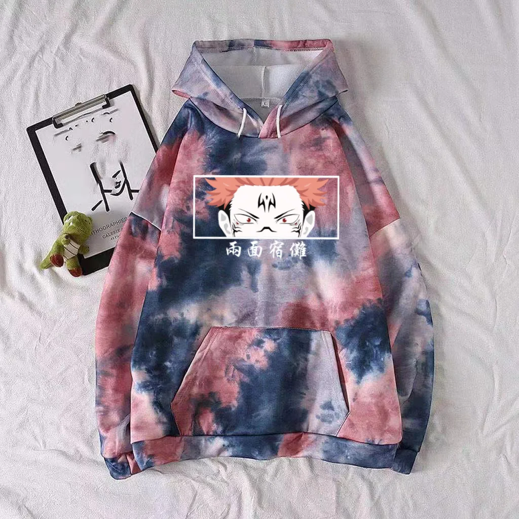 

Anime Hoodie Jujutsu Kaisen Tie-dye Pullovers Tops Long Sleeve Casual Print