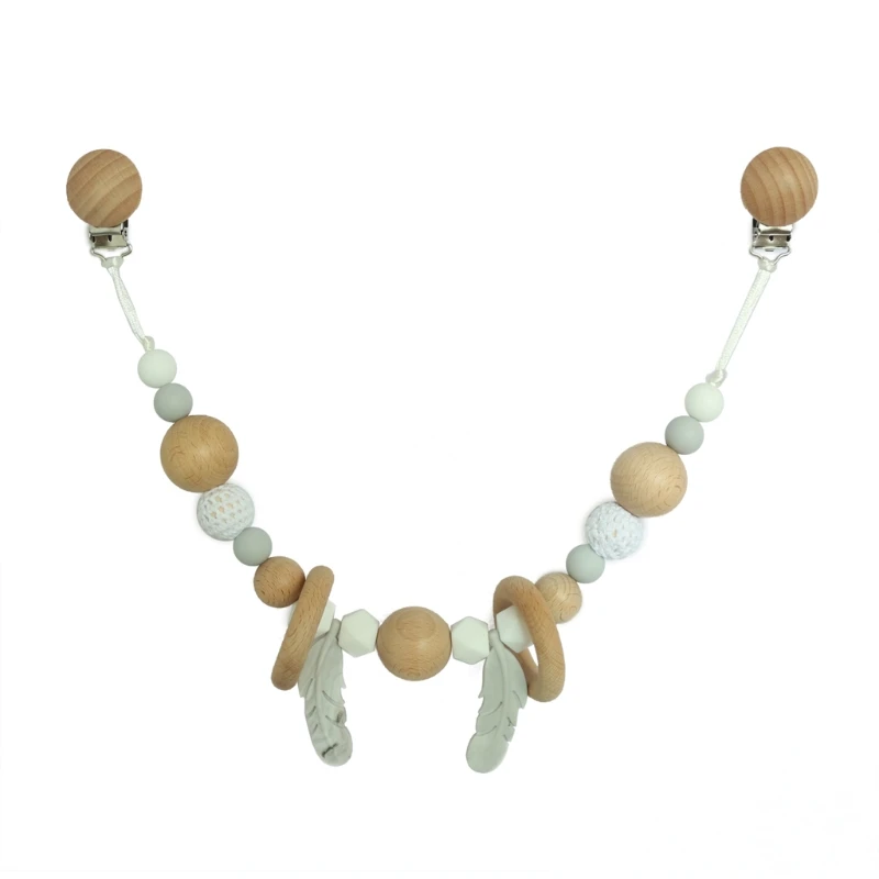 

Pram Chain with Clips Wooden Pram String Clips Mobile Pram Rattle Stroller Toys
