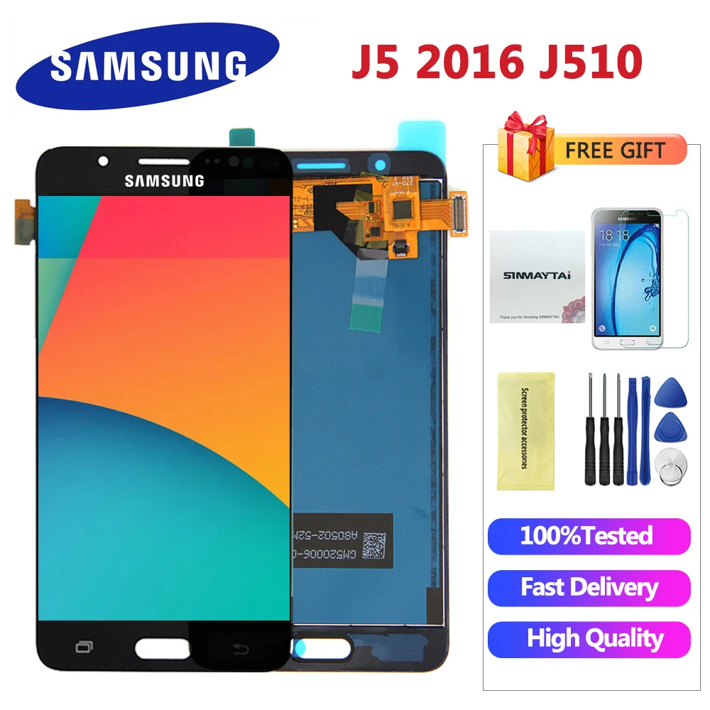 J5 ЖК+ сенсорный экран для samsung Galaxy J5 J510FN J510F J510G J510Y J510 ЖК-дисплей может регулировать яркость
