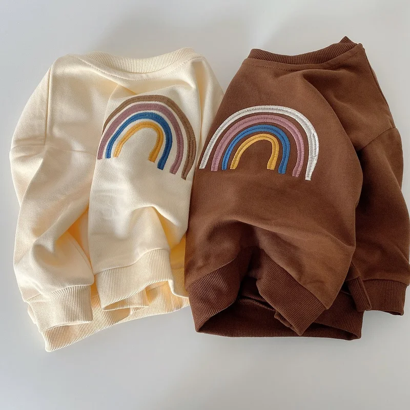 

Autumn Baby Girls Embroidery Rainbow Sweatshirts Long Sleeve Tops Kids Toddler Boys Pullover Sweatshirt Child T-shirt Clothes