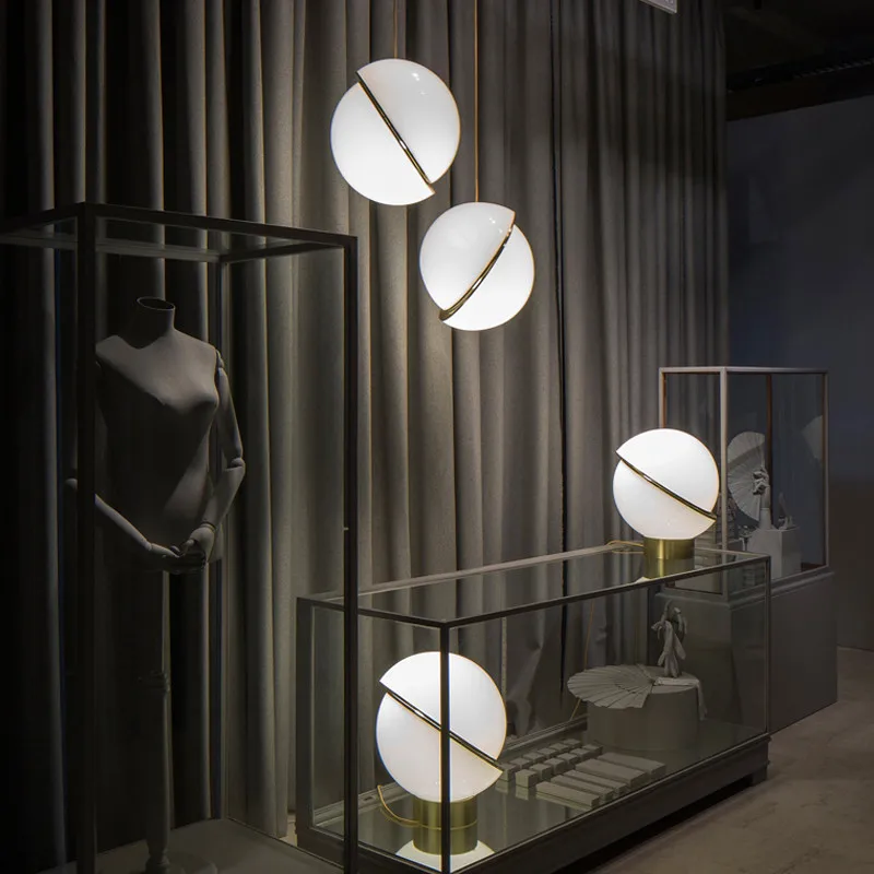 Стеклянная Подвесная лампа Rund в скандинавском стиле светильник белого и