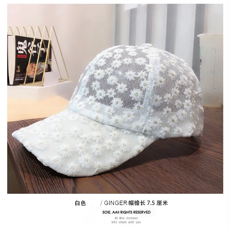 

Ins Chrysanthemum Lace Breathable Baseball Cap Lace Sun Hat Breathable Mesh Flower Hat Gorras Summer Hat Snapback Casquette Cap