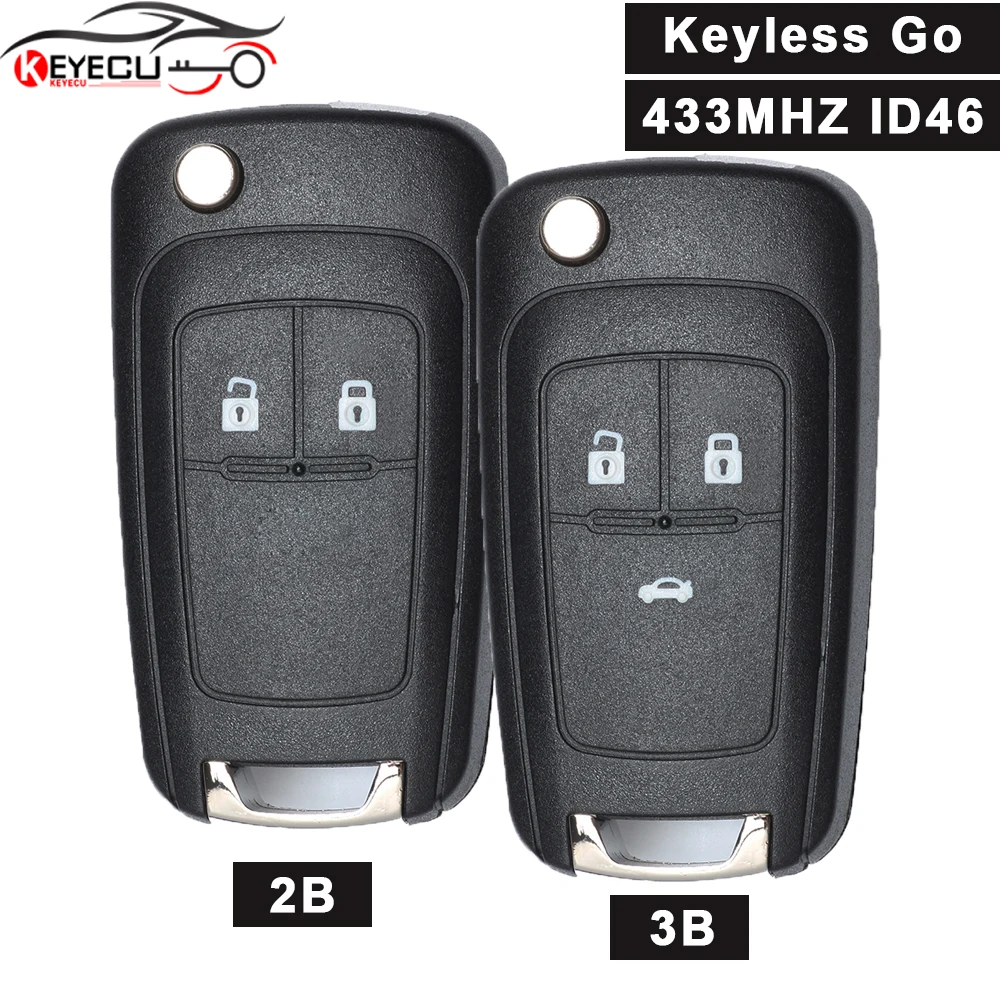 Дистанционный ключ KEYECU без ключа-Go 433 МГц ID46 2B 3B для Chevrolet Cruze Opel Vauxhall Astra J Zafira C Insignia