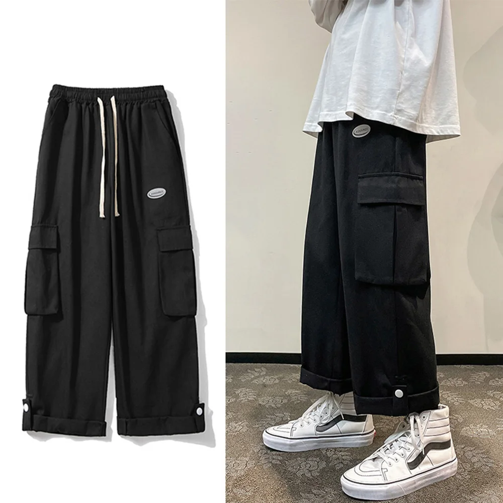 

Men Overalls Cargo Pant Baggy Jogging Wide Leg Loose Straight Casual High Street Trousers Hip Hop Dungarees Cotton Man Pants