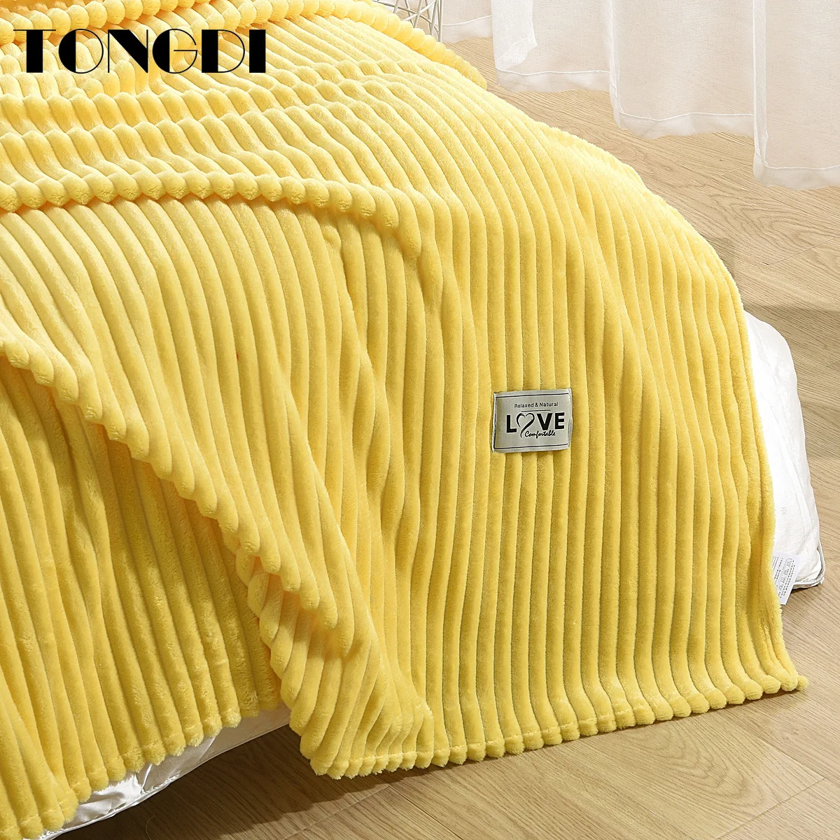 Модное однотонное вертикальное мягкое теплое легкое Флисовое одеяло TONGDI на
