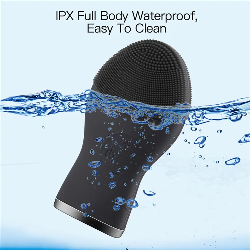 

Waterproof Silicone Vibration Face Cleansing Brush 5 gear Adjustable Pore Cleaner Exfoliator Skin Washing Massage Face Device