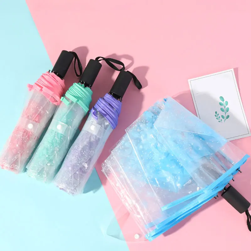 Автоматический прозрачный складной зонт водонепроницаемый универсальный