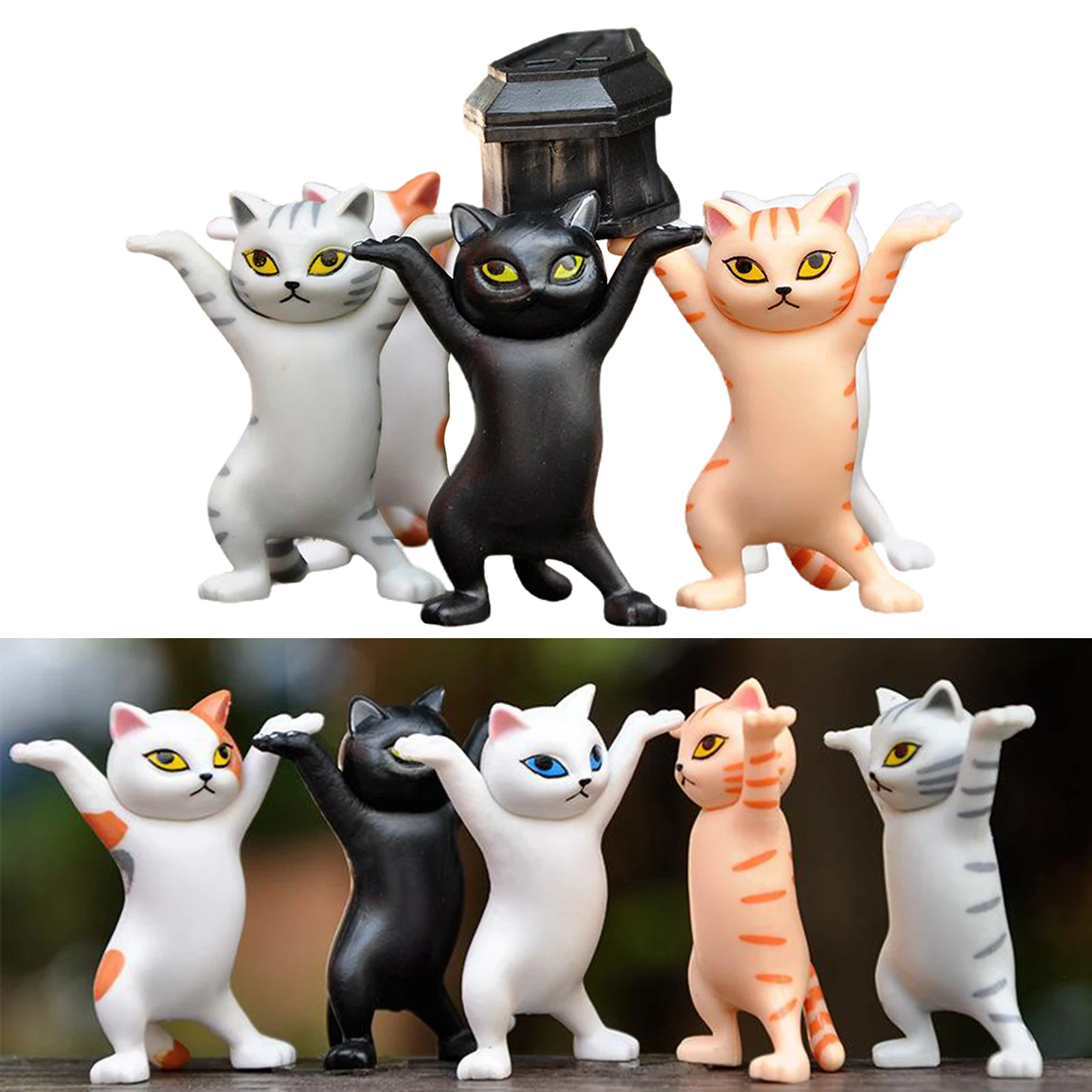 

5 pcs/Pack Cat Bookshelf Stand Pen Holder Carrying Coffin Kitty Toy Ornaments