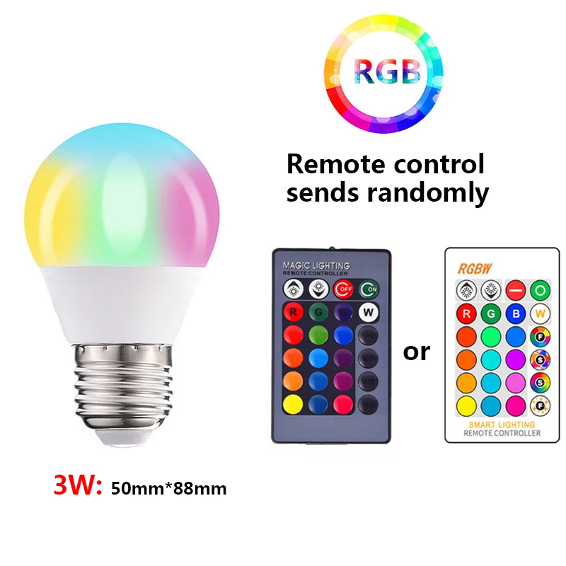 Светодиодная лампа E27 RGB с ИК-пультом дистанционного управления умные IC