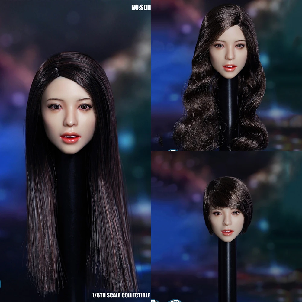 

SUPER DUCK SDH023 1/6 Scale Pretty Girl Head Sculpt with Short Hair Head Carving Model Fit 12" Female Suntan Action Figure Body