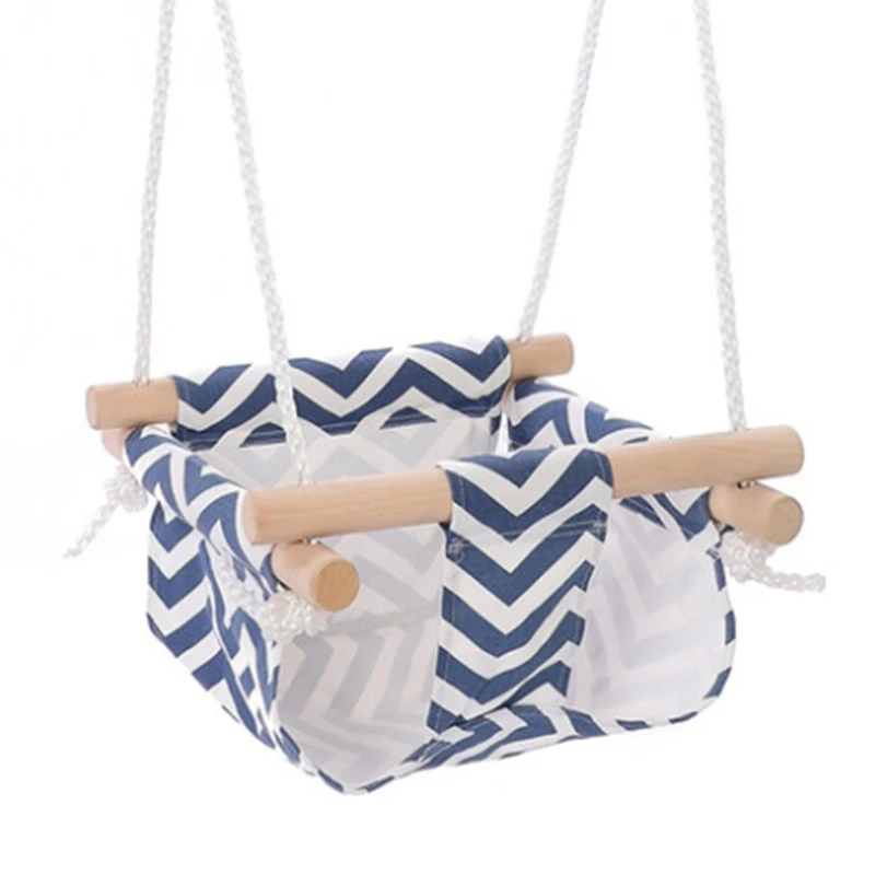 

Baby Children Canvas Swing Chair Wooden Indoor Outdoor Small Swing Rocking Chair