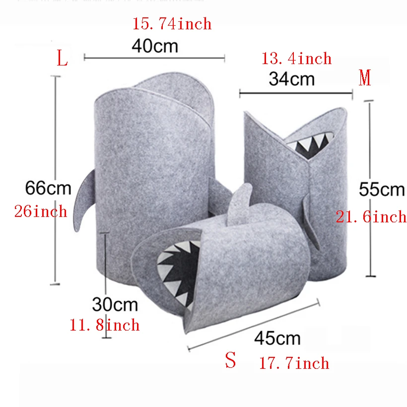 Корзина для белья в форме акулы сумка хранения косметики войлочная ткань