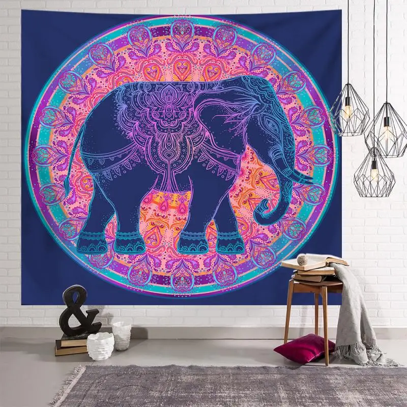 

Indian Mandala Yoga Tapestry Elephant Print Hanging Cloth Living Room Bedroom Background Cloth Wall Cover Decor Tapestries