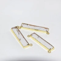 natural rock crystal quartz rectangle pendant female 2021 long gold bezel clear stone quartz connector for women accessories