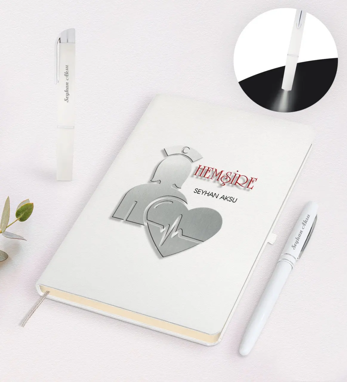 

Персонализированные медсестра дизайн ручка для записной книжки и пальчиковые фонарик подарочный набор-4