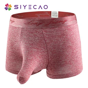 Трусы-боксеры мужские из полиэстера, пикантное нижнее белье с большим мешочком в виде слона, однотонные дышащие шорты, трусы для геев