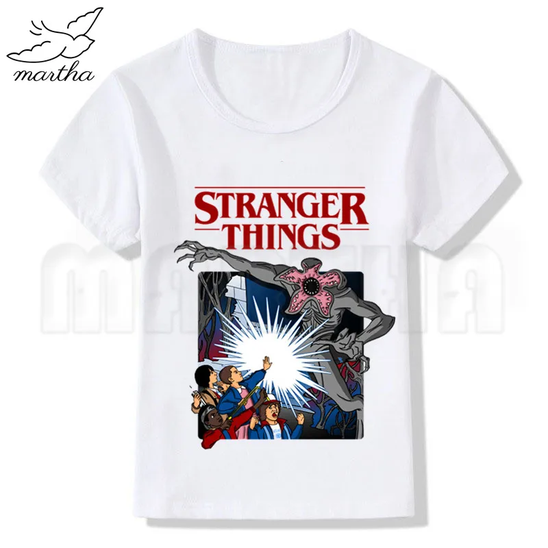 Детская забавная белая футболка с принтом странные вещи детские летние топы