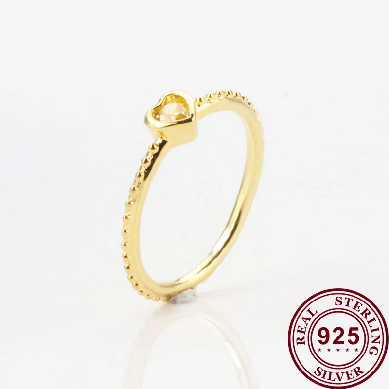 

Original 925 кольцо Silver Pan Ring Shiny Heart Gold With Crystal Pan Ring For Women Wedding Party Gift Fashion Jewelry