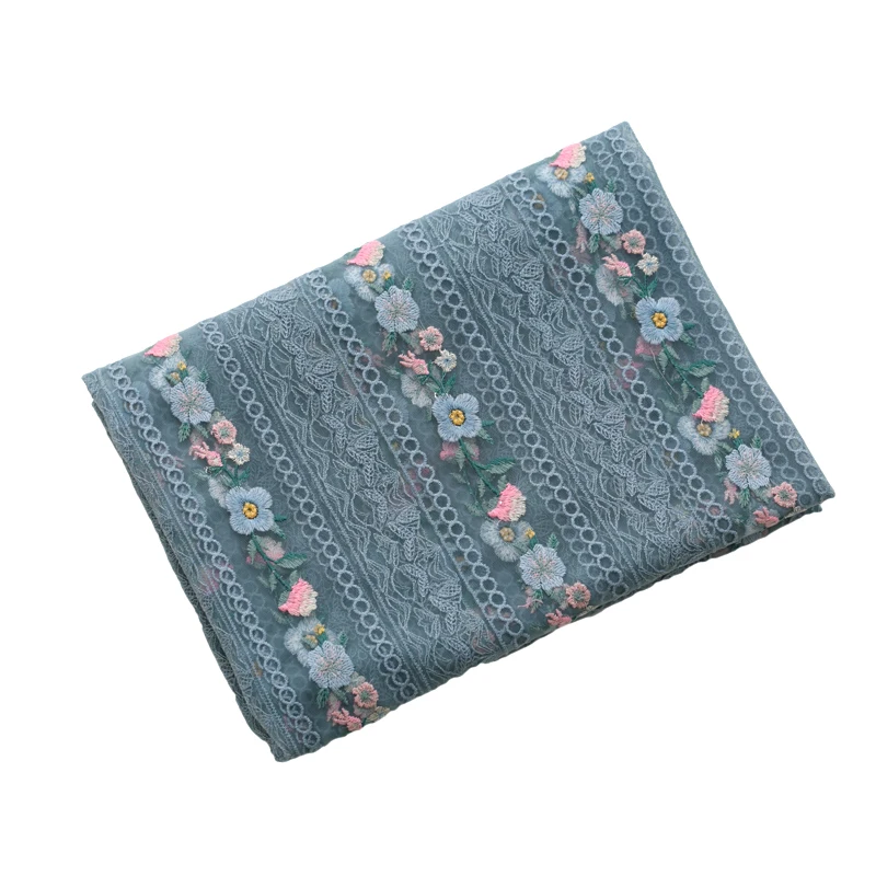 Кружевная ткань с вышивкой белая/черная/синяя сетка ширина 130 см 0 5 м/лот для шитья