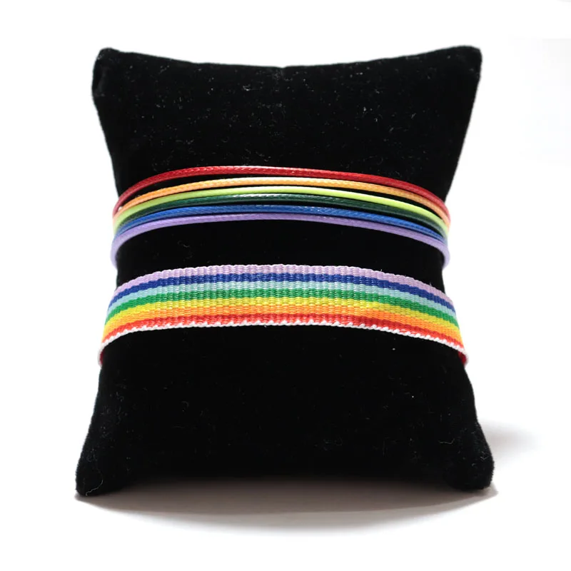 Минималистичный ручной Плетеный Радужный Браслет подвески для ЛГБТ-браслета