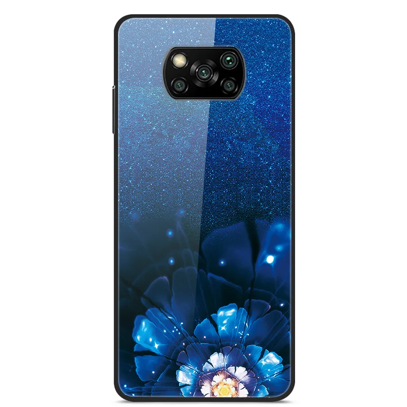 Fashion Tempered Glass Cover For Poco X3 NFC Case Luxury Hard Fundas for Xiaomi Poco X3 Pro Cases PocoX3 X 3 Painted Coque Bird