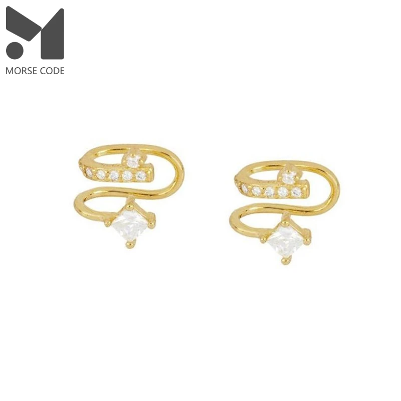 

MC Bling Zircon Silver Clip Earrings INS Style Fashion 925 Sterling Plata Ear Rings Handmade Delicate Beautiful Fine Jewelry