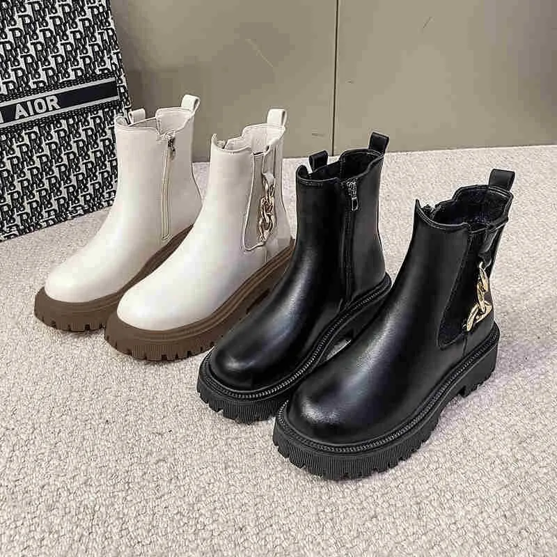 Autumn boots women's shoes women's shoes fashionable round leather ankle boots 2021 winter black boots comfortable boots