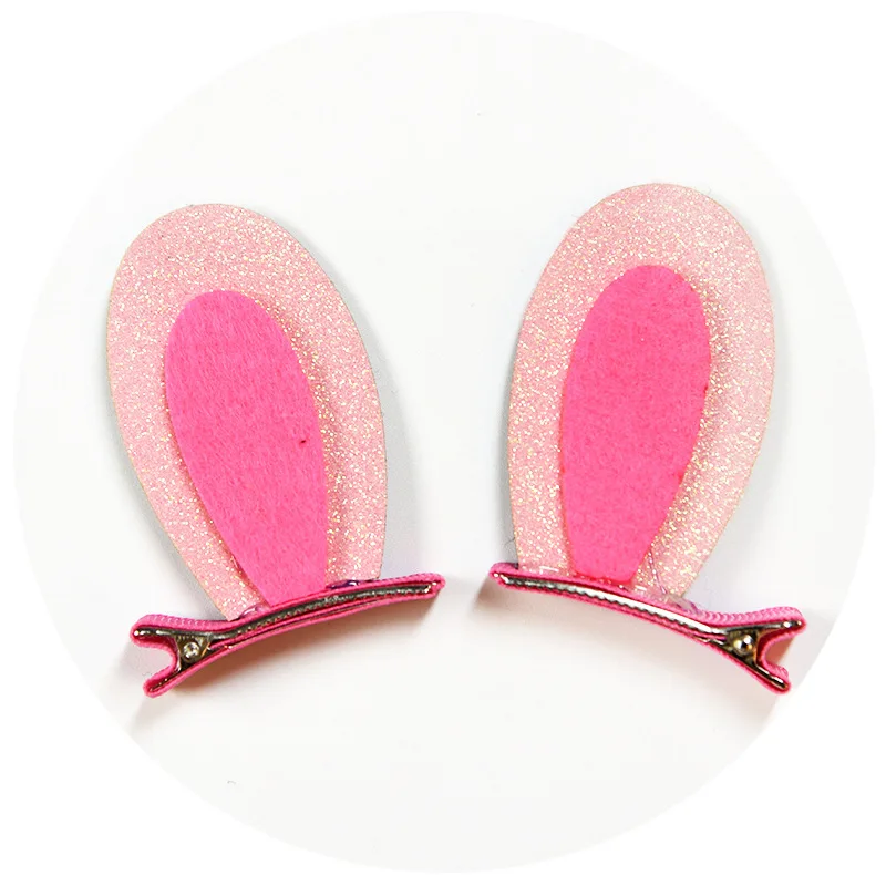 

2pcs/Set Cute Hair Clips For Girls Glitter Rainbow Felt Fabric Flowers Hairpins Cat Ears Bunny Barrettes Kids Hair Accessories