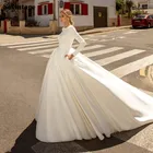 Sevintage Простые Свадебные платья из атласа с длинным рукавом свадебные платья с коротким шлейфом Свадебные платья с глубоким вырезом на спине с перьями пляжные платья для невесты