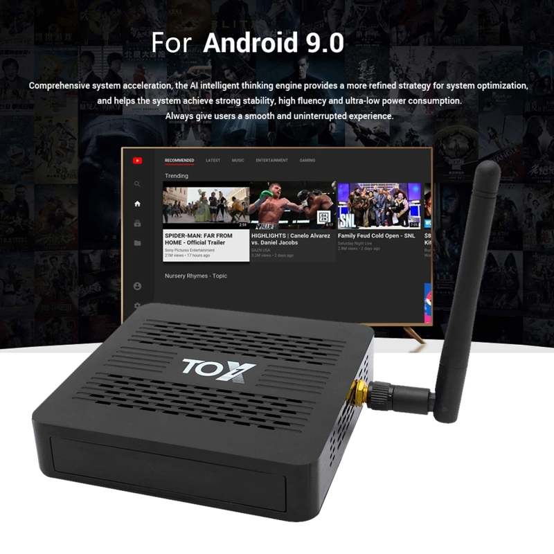 

2020 New TOX1 Android- 9.0 4GB RAM- 32GB ROM WiFi Bluetooth Smart TV 4k HD- Set-Top Box Quad-Core Media Player