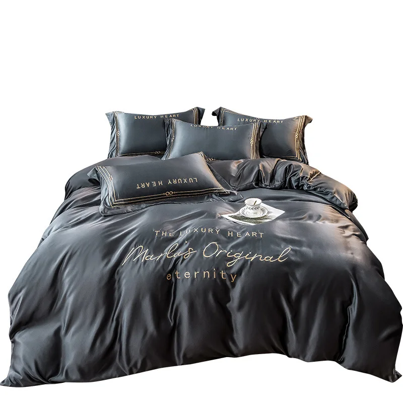 

Washed silk four-piece suit, silk naked sleeping four-piece suit, ice silk single double