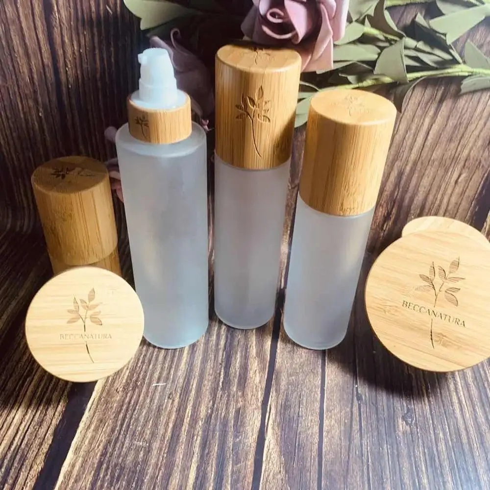 With Bambu Toner Pump Eco Friendly 4 Oz Bamboo Cosmetic Glas