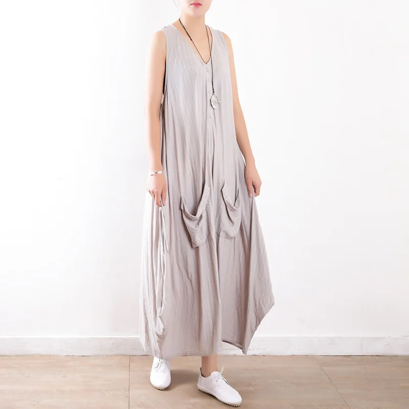 Johnature Женские полосатые платья без рукавов с карманами Новинка лета 2020 Свободные