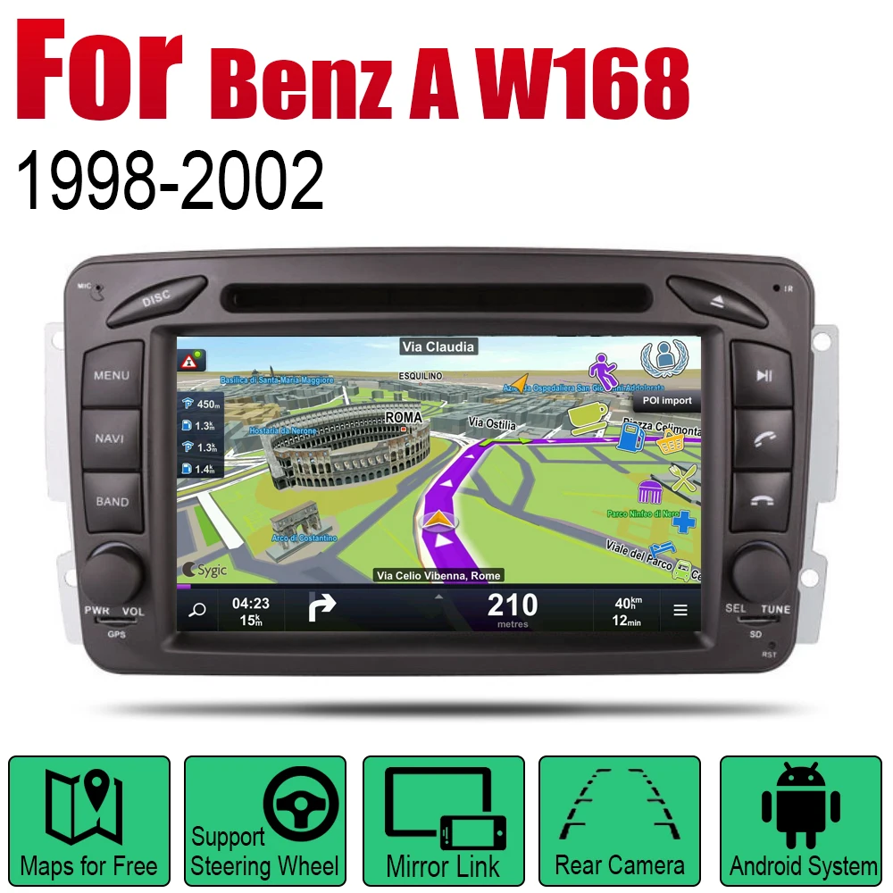 Авторадио 2 Din Автомобильный dvd плеер на основе Android для Mercedes Benz A W168 1998 ~ 2002 NTG GPS