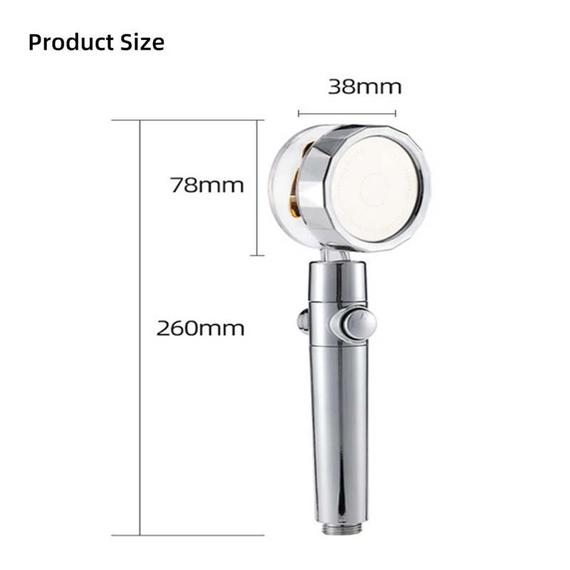 360 Degree High Powerful Shower Head Handheld Turbocharged Fan Drive Nozzle Rainfall Bathroom Accessories |