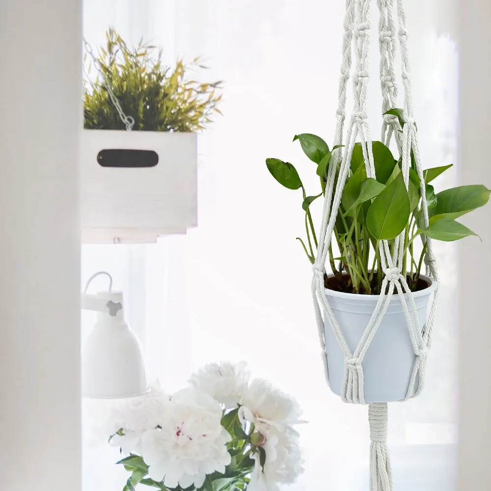Висит Завод Ручной Работы Подвеска для растений из макраме цветочный горшок