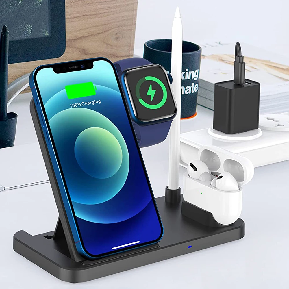 

15W 3 in 1 Qi Wireless Charger Station For iPhone 12 11 Pro MAX XS XR X 8 Plus Fast Charging Dock Stand For iWatch AirPods Pro