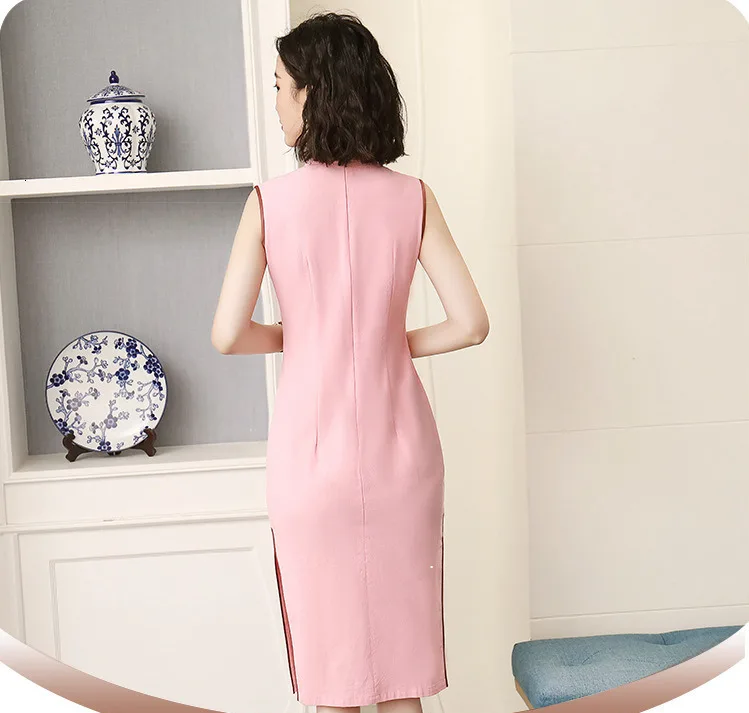 Sheng Coco дамы рами женское платье без рукавов Cheongsam платья Короткие классические без рукавов современное китайское платье Ципао белый без рукавов